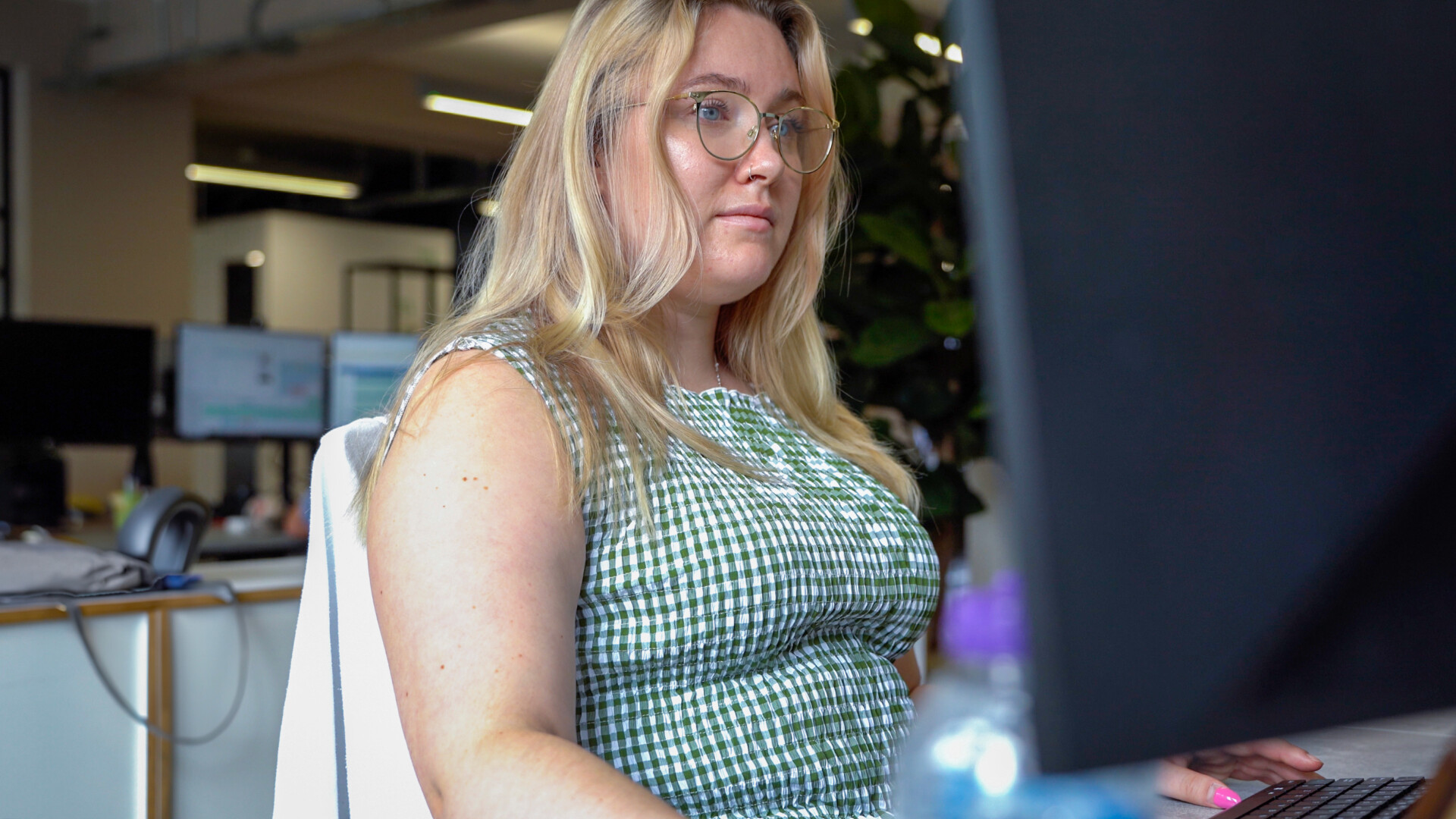 Woman working at her desk