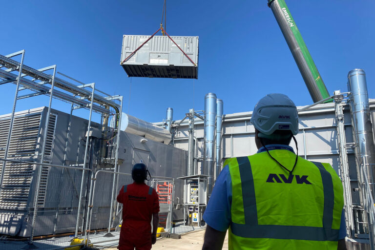 AVK loadbank modular solution being installed with a crane